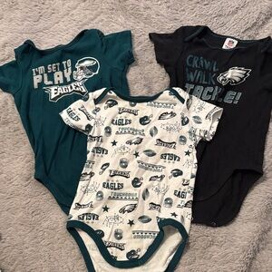 NFL Eagles Baby Bodysuit onesie Trio - Teal, Black, White